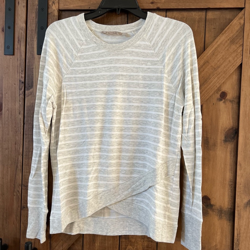 Athleta light grey stripe sweatshirt